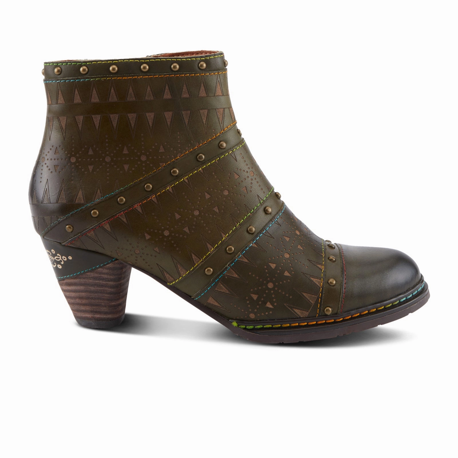 L'Artiste Niobe Heeled Ankle Boot (Women) - Olive Multi Everyday Stylish Shoes