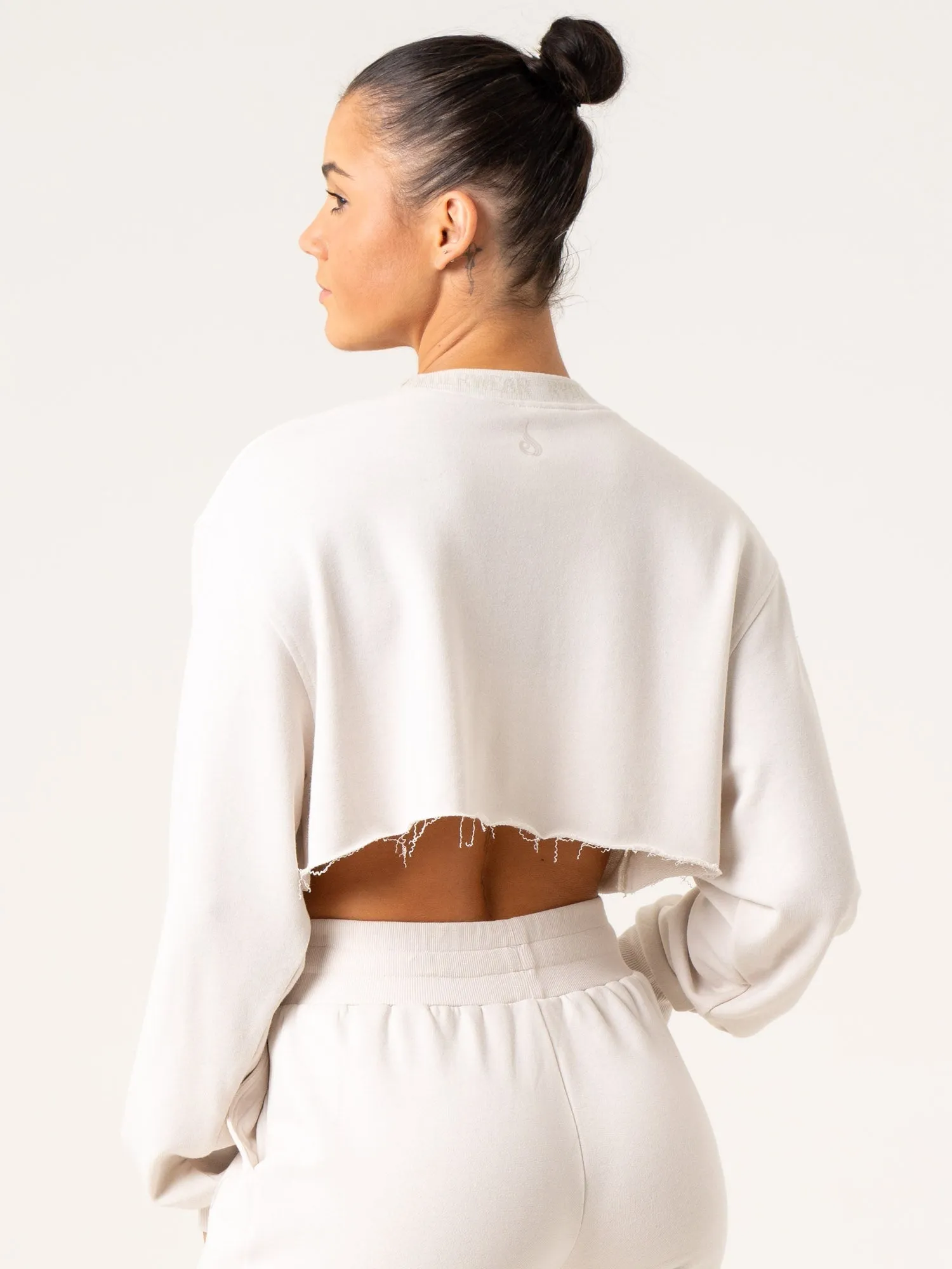 clean design Fashionable Shield Cropped Sweater - Oat