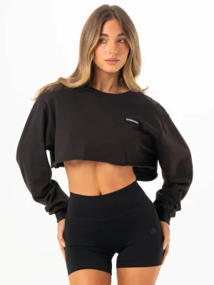 Cropped Sweater - Washed Black Anti Static Lining sports event
