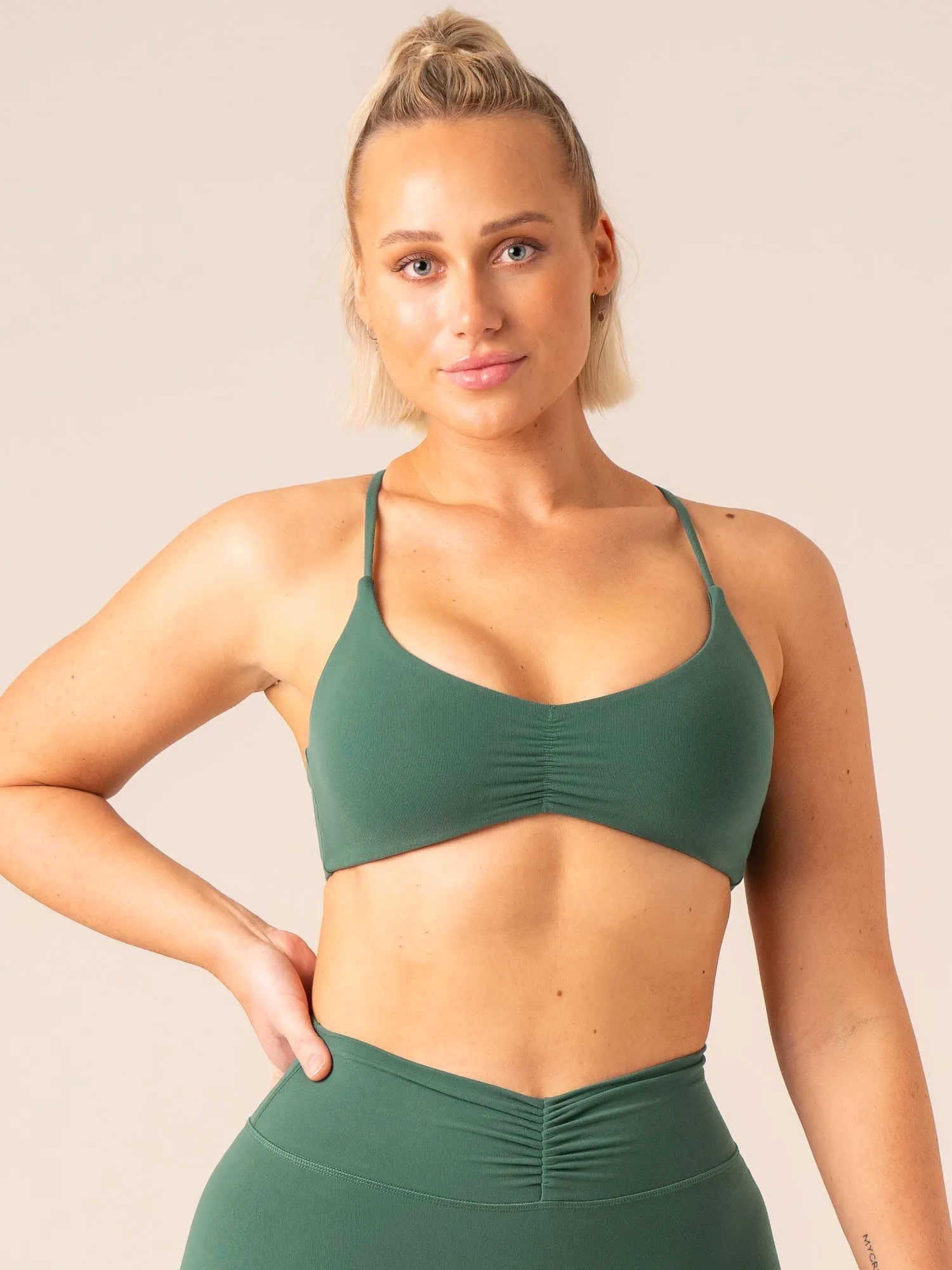 nylon Tempo Sports Bra - College Green