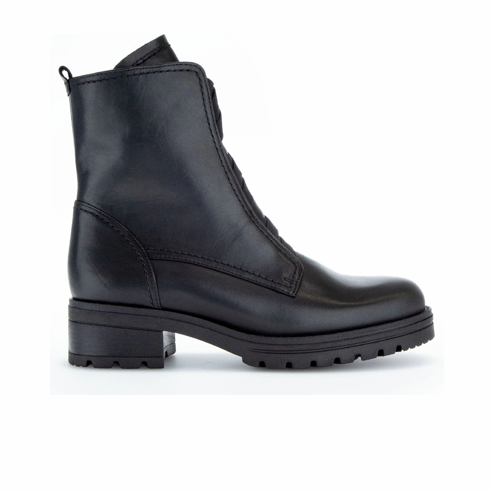 Gabor 784 Lug Sole Combat Boot (Women) - Black Leather Grip Safe Compact