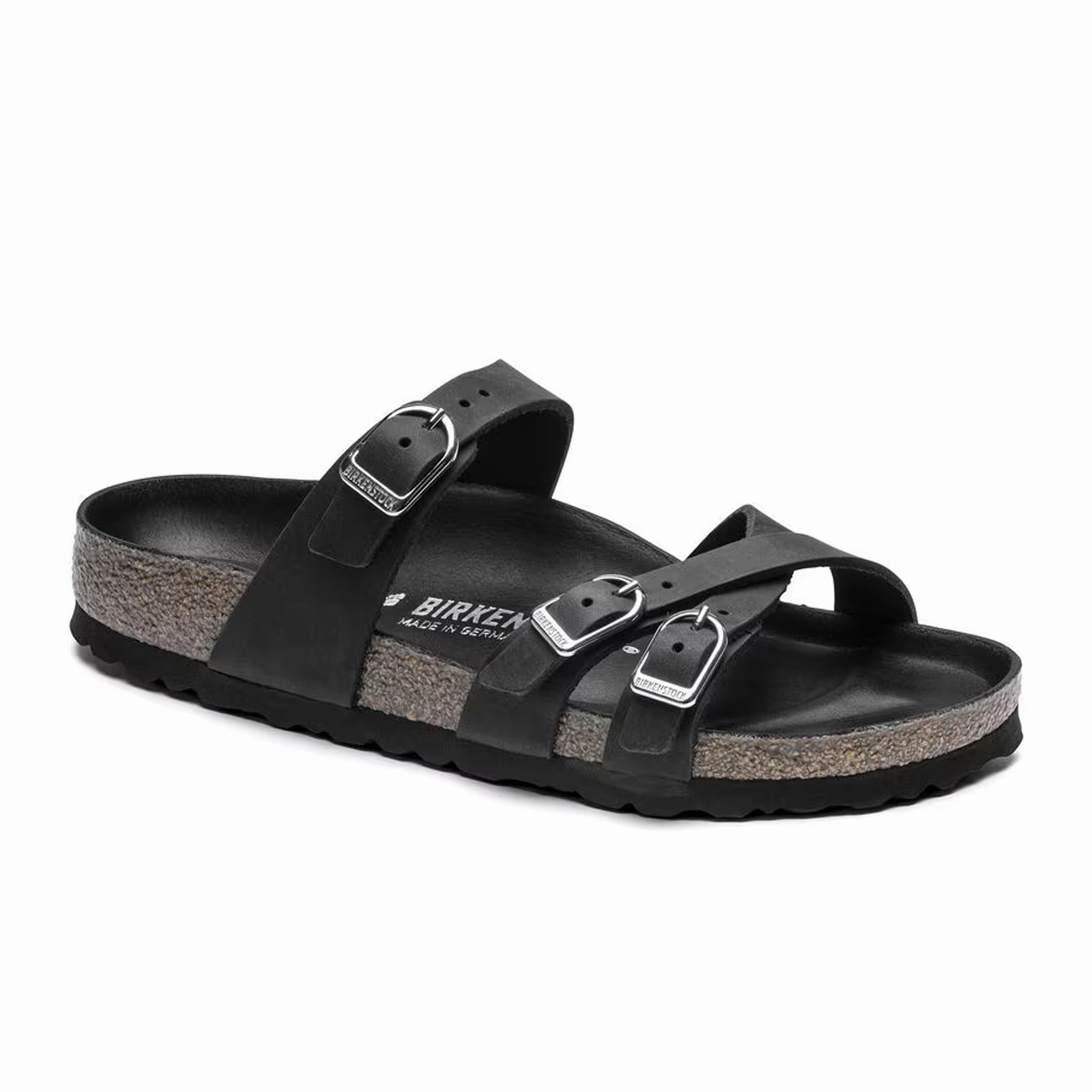 Removable Footbed Birkenstock Franca Hex Narrow Slide Sandal (Women) - Black Oiled Leather
