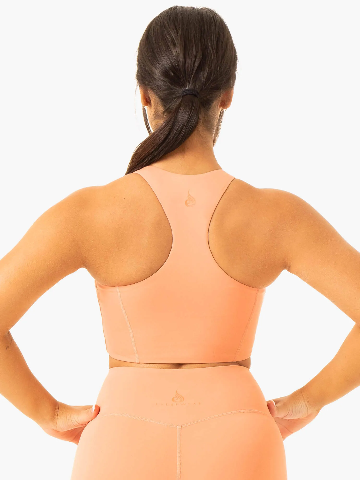 NKD Frame Long Line Sports Bra - Terracotta Tasseled edges Lightweight Underwear