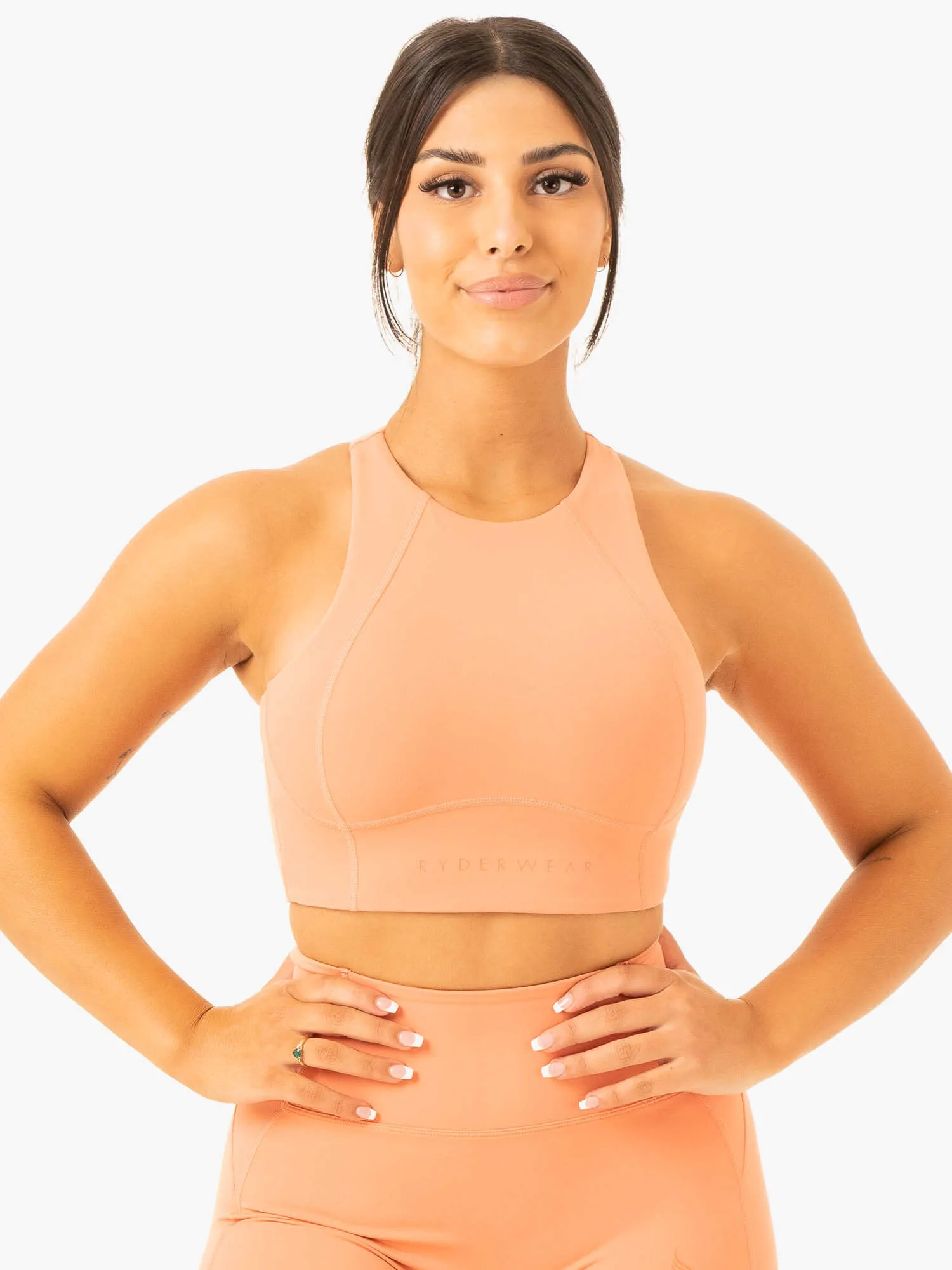 NKD Frame Long Line Sports Bra - Terracotta Easy Closure