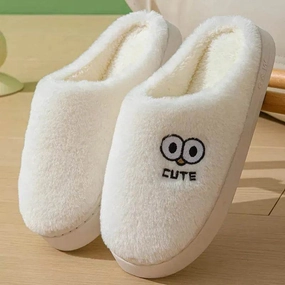 Snow Warm Lining Waterproof Lining Cute Cartoon Big-eyes Slippers For Couples Winter Warm Non-slip Floor Bedroom Slipper Home Men And Women House Shoes