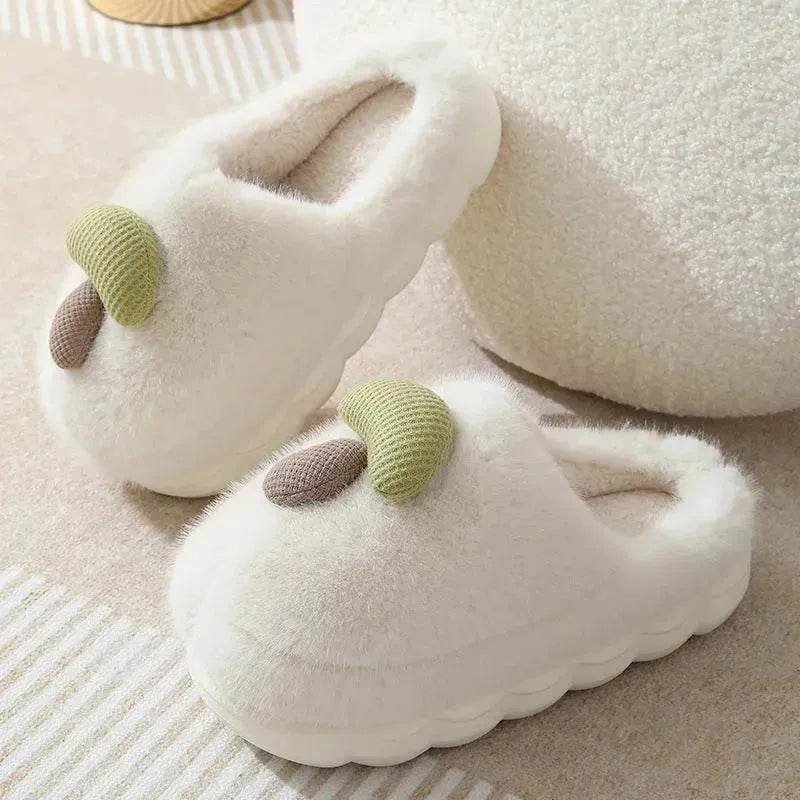 kids Cute Mushroom Cotton Slippers For Women Thick-soled Autumn And Winter Plush Slipper Indoor Non-slip Eva Household Furry Shoes
