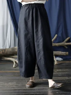 Babakud Women Solid Colors Cotton Casual Wide Legs Pants Freedom Motion