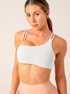 Unstoppable One Shoulder Sports Bra - White Soft seams