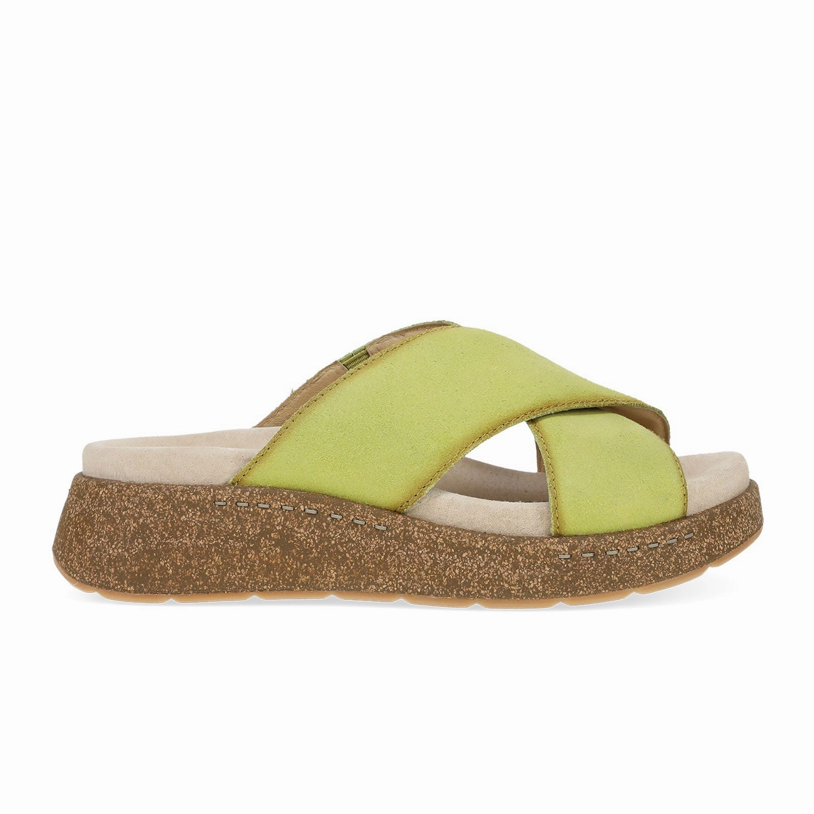 Dansko Bridget Slide Sandal (Women) - Lime Burnished Suede Lightweight Fit