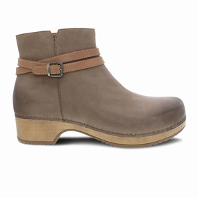 Dansko Brook Ankle Boot (Women) - Taupe Burnished Nubuck Stylish Slip-on Shoes