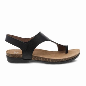 Dansko Reece Backstrap Sandal (Women) - Black Waxy Burnished Enhanced Safety Comfortable Relief