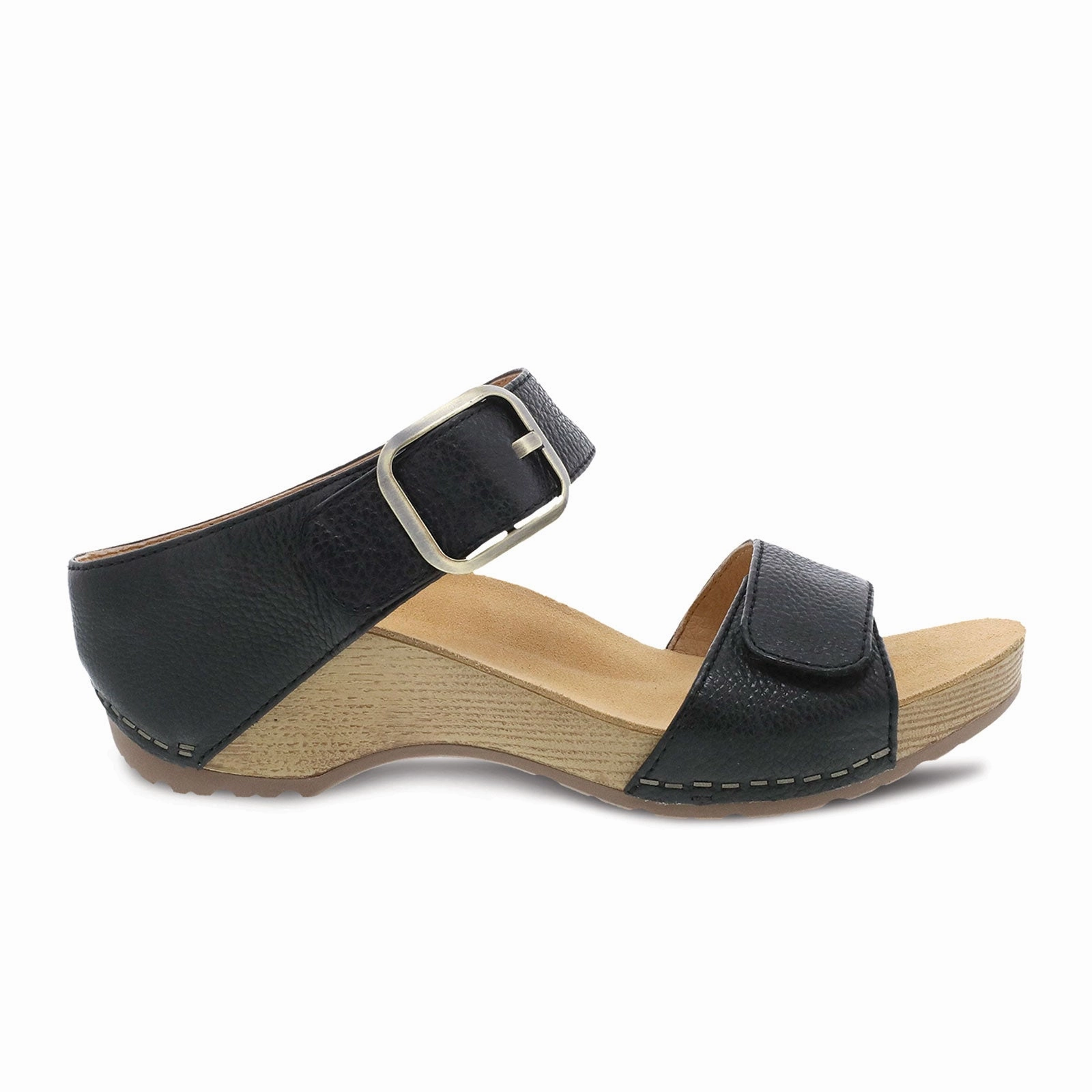 Padded Dansko Tanya Wedge Sandal (Women) - Black Milled Burnished