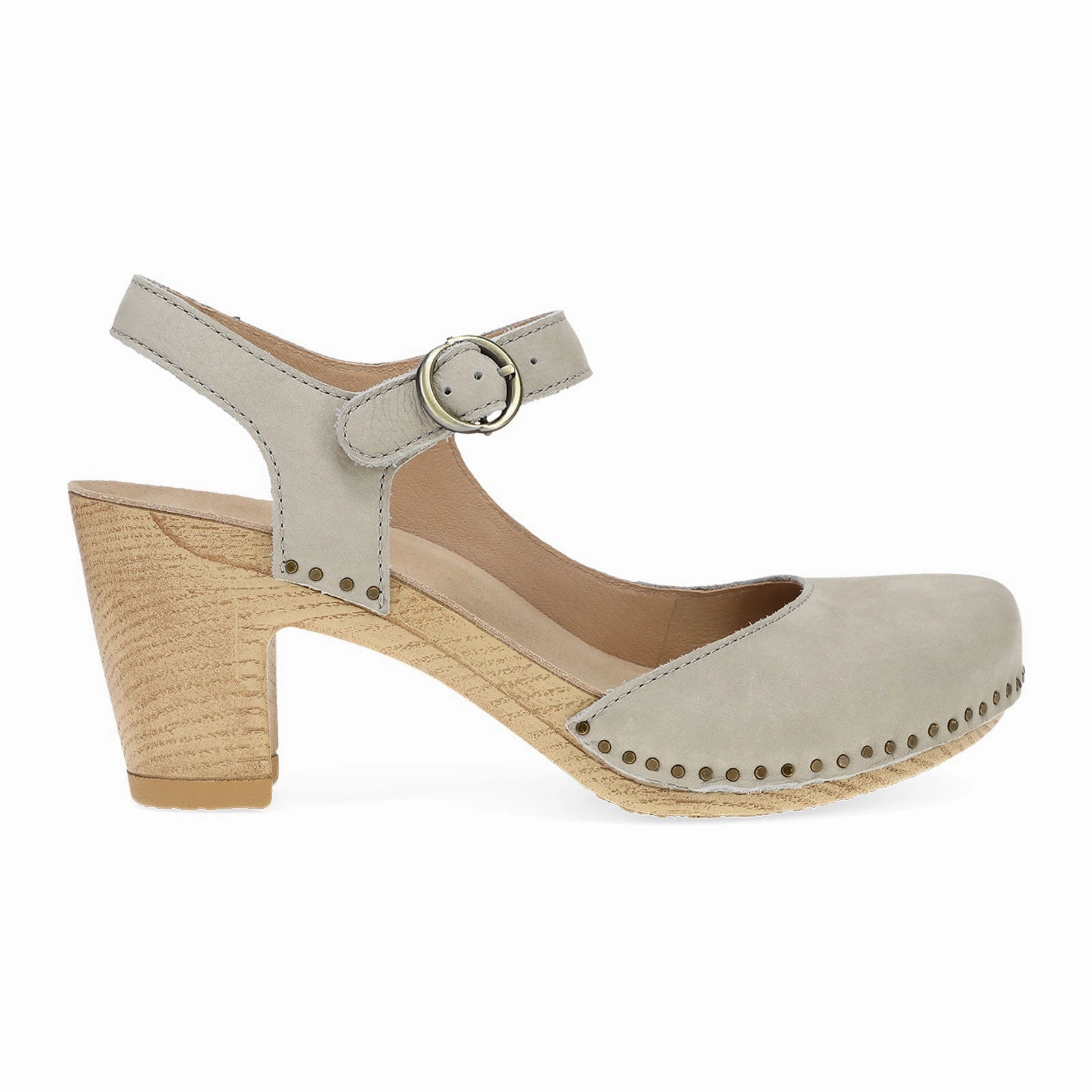 Dansko Taytum Heeled Sandal (Women) - Taupe Milled Nubuck All-day Comfort Footwear Food Lane