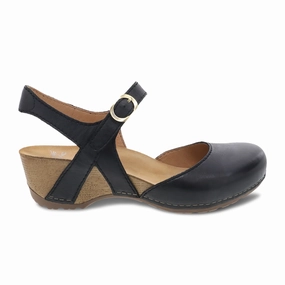 quick dry Travel Foot Step Dansko Tiffani Wedge Sandal (Women) - Black Milled Burnished