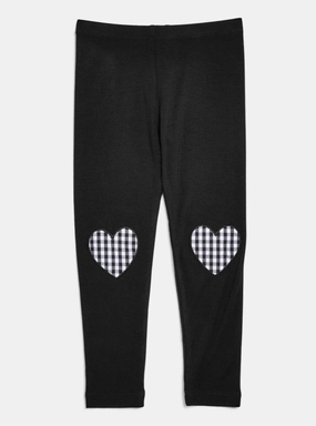 Design History - Girls' Gingham-Heart Leggings in Black Washable machine - washable
