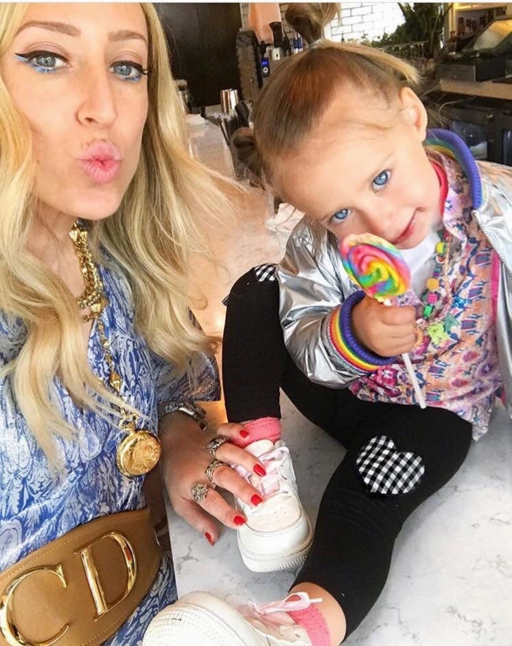 Design History - Girls' Gingham-Heart Leggings in Black Baby clothes Satin