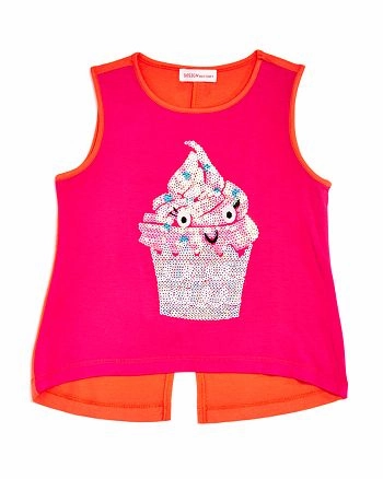 western Embroidered children's clothes Design History - TMW7252  Girls' Sequin Cupcake Tank