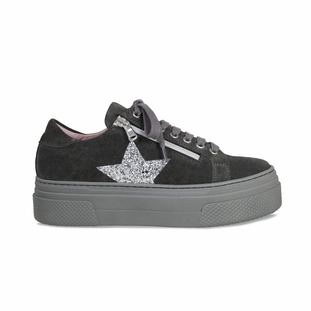Ground Control Durable piece Diva-Star: Gray Suede & Silver