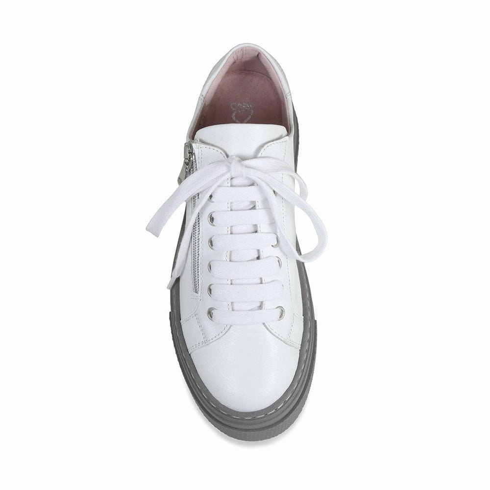 Diva: White Leather & Gray Elastic Ankle Sport Vibe
