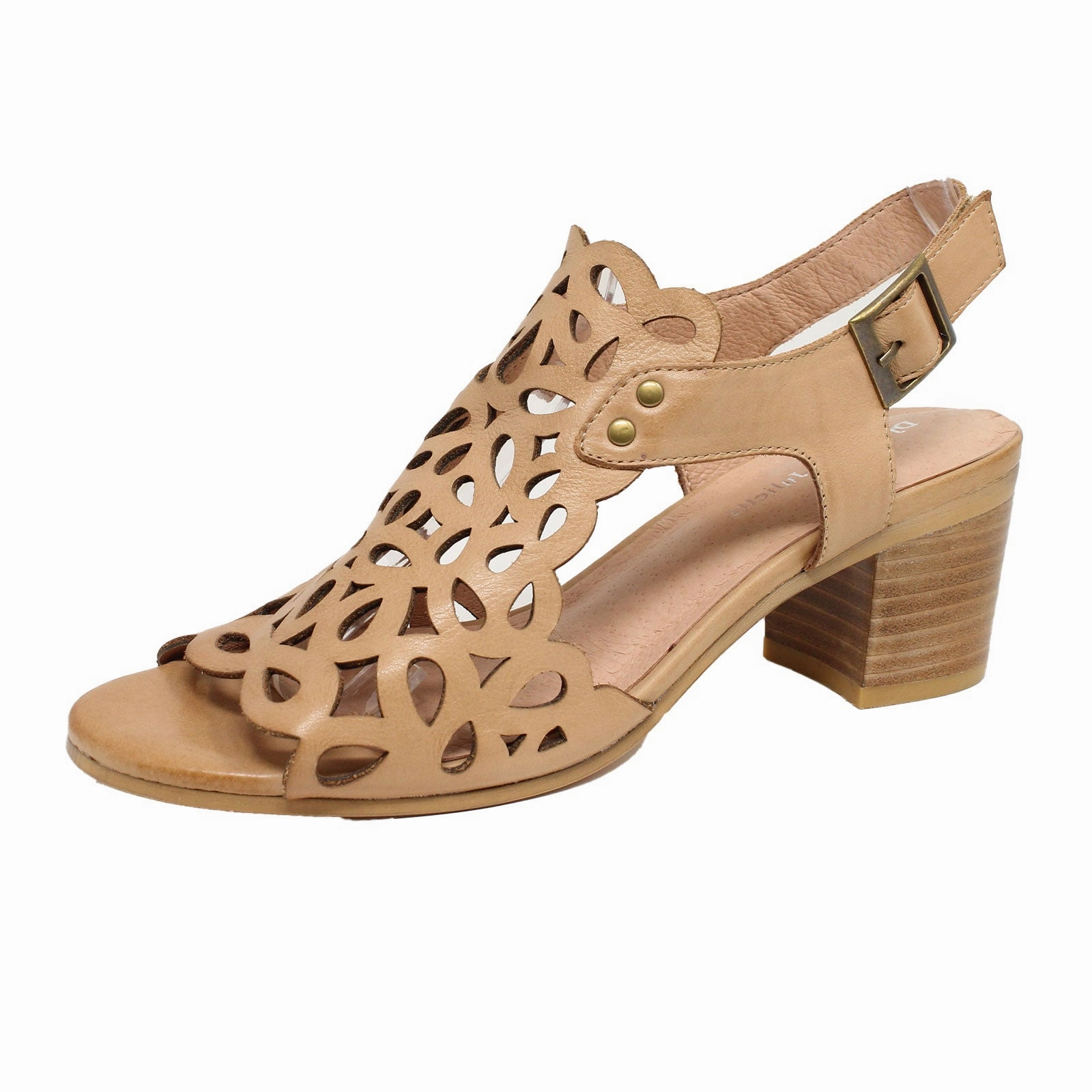 Django & Juliette Britae Heeled Sandal (Women) - Dark Tan Slip-On Travel Shoes Toe box space