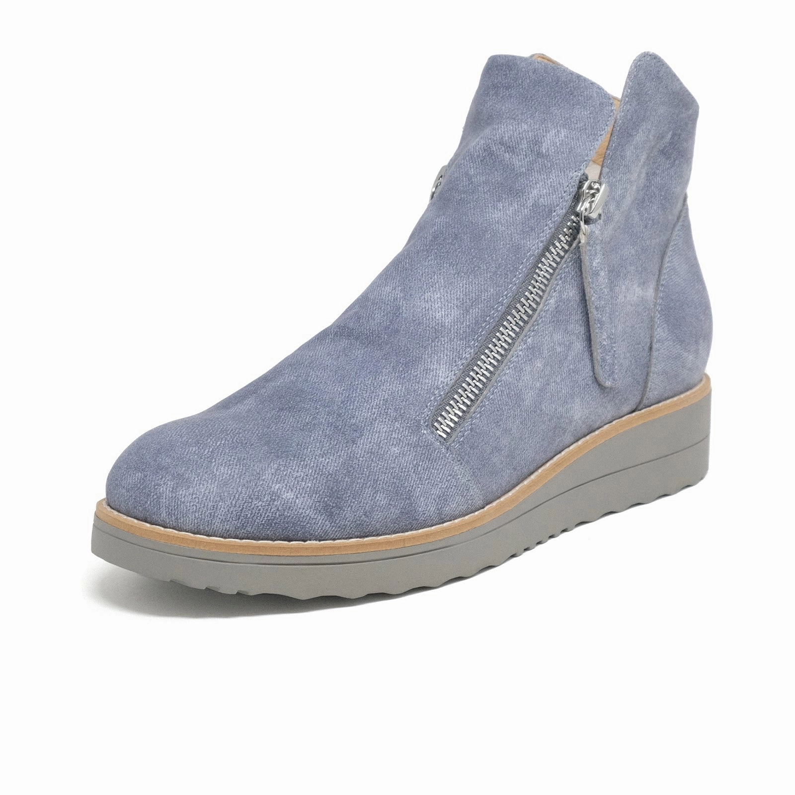 Django & Juliette Ohmy Ankle Boot (Women) - Washed Denim/Mix Leather Strappy Trend Breeze