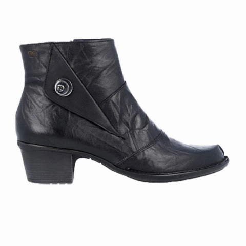 Plus Fit Heel Steady Dorking Dalma D8051 Ankle Boot (Women) - Crackled Black