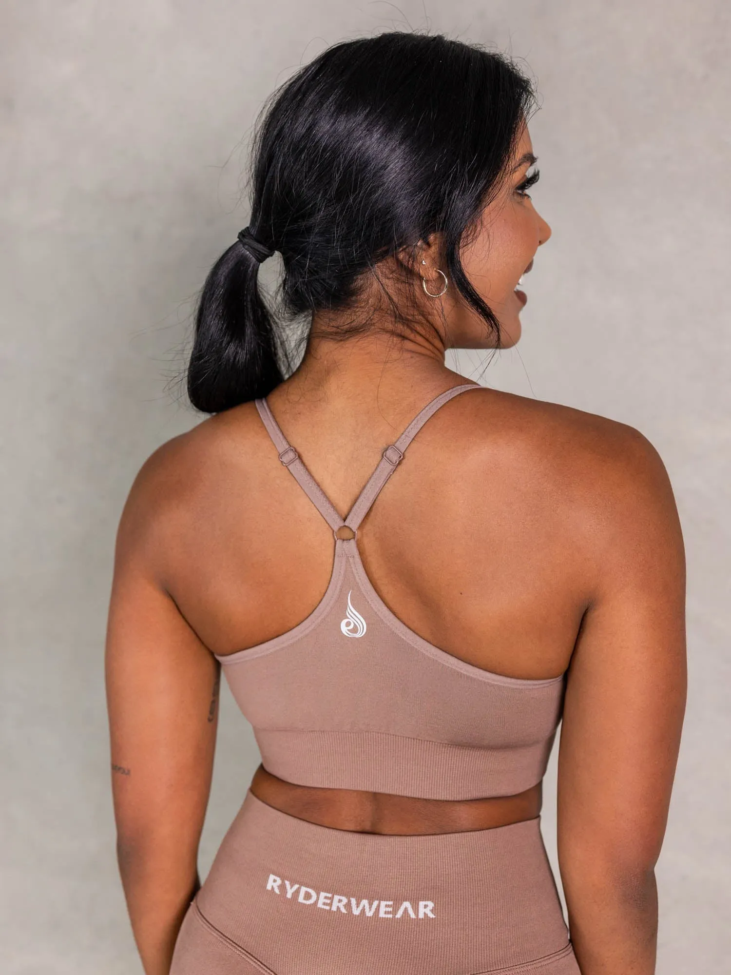 NRG Seamless Sports Bra - Almond Stretch Knit Fabric