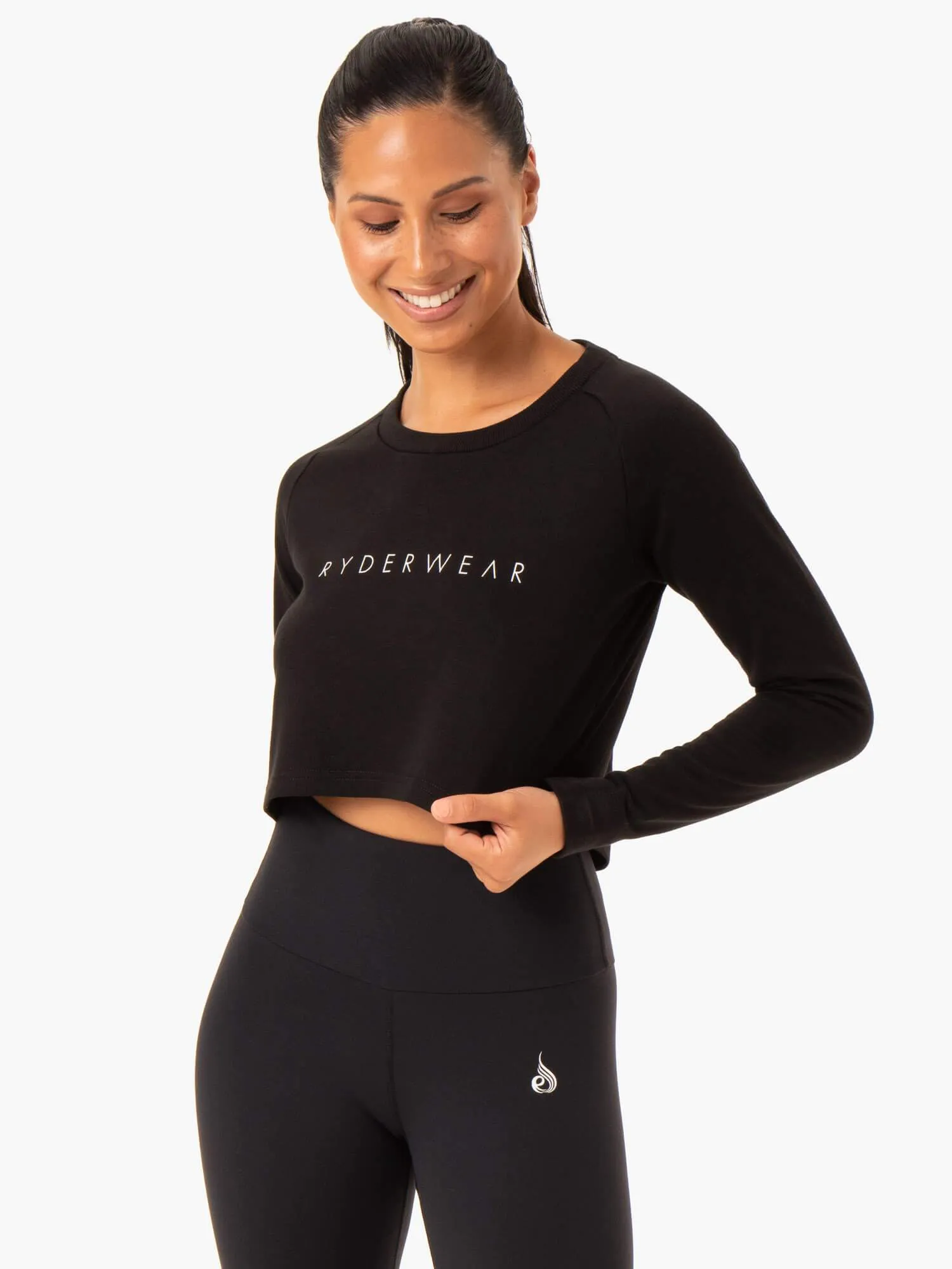 Staples Cropped Sweater - Black Ergonomic Stitching rainy - day gear