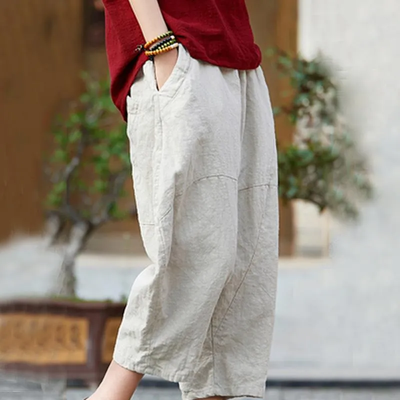 SecureClosures Fashionable Fit Babakud Cotton Linen Pockets Casual Bloom Pants