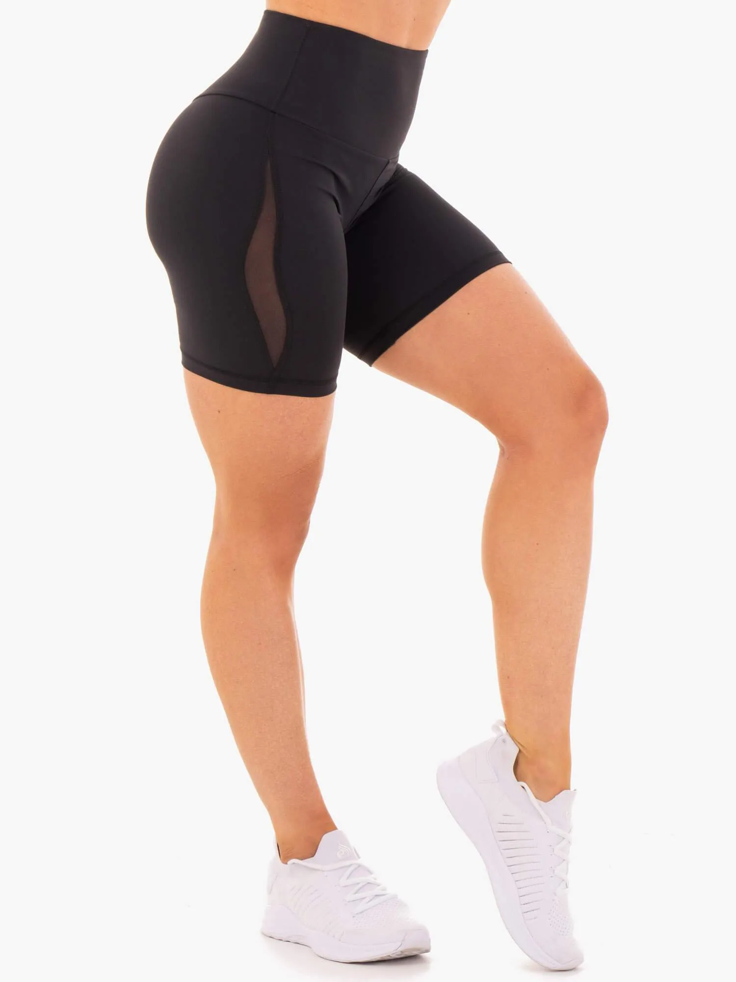 Elastic Comfort Hype High Waisted Mesh Shorts - Black