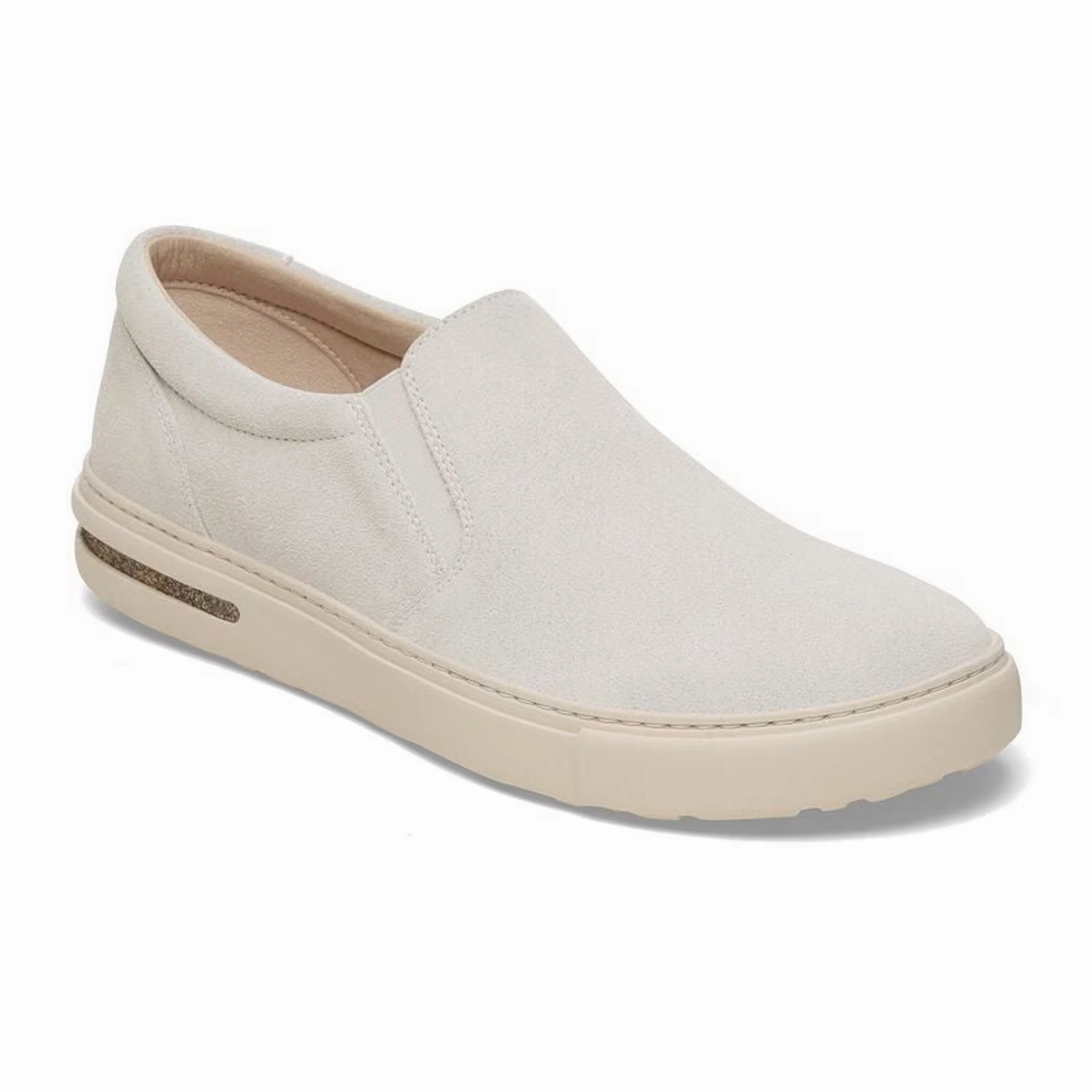 Birkenstock Oswego Narrow Slip On Sneaker (Women) - Antique White Suede Open Power