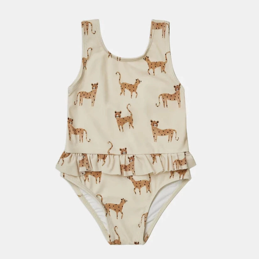Outerwear youth clothing Rylee   Cru Kids Girl UPF 50  Skirted Swimming One-Piece - Leopard