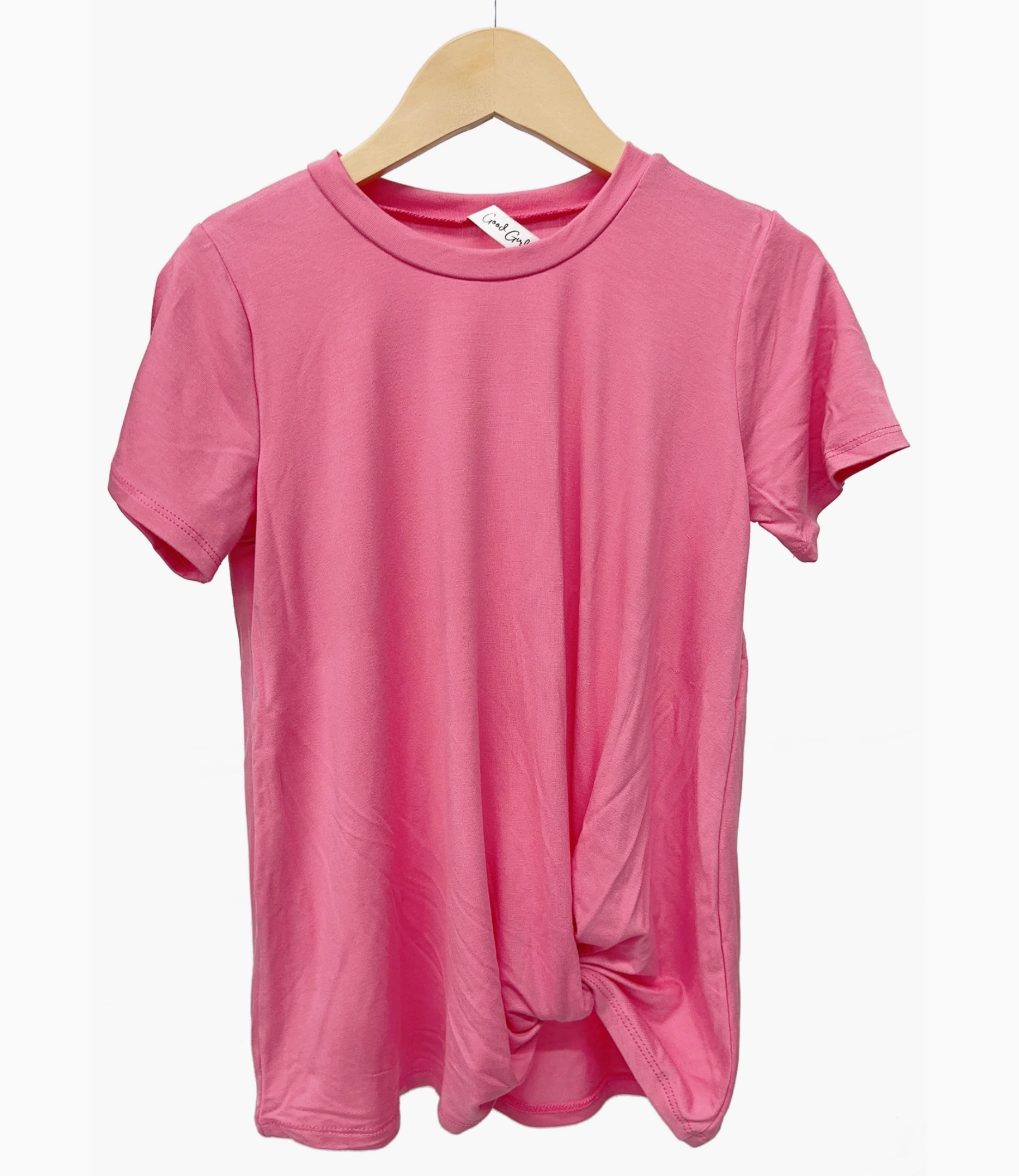 color - fast Twisted Knot Short Sleeve - Hot Pink