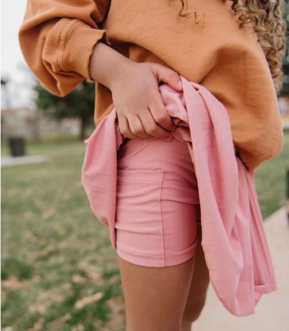 Pleated Court Skort - Rose Wool Drip - dry