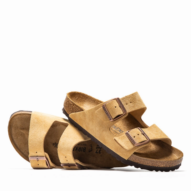 Women's Birkenstock Arizona Suede - Latte Cream Walk Sure
