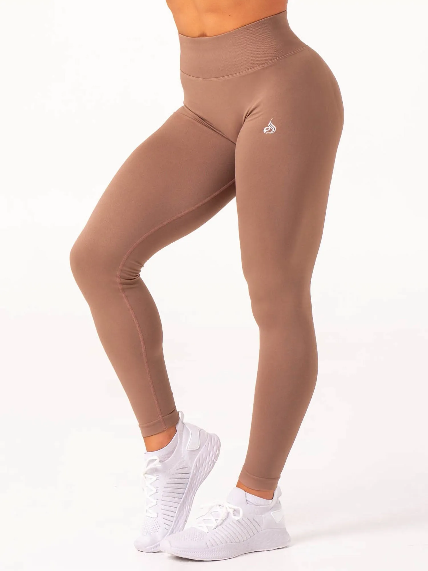 Minimalist Stitching Lift Scrunch Leggings - Almond