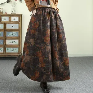 Women Spring Retro Cotton Linen Floral Printed A-Line Skirt Monochrome Outfit Stylist Pick
