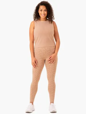 Ultra Mesh Tank - Tan Summer Dress Sleeveless Tee