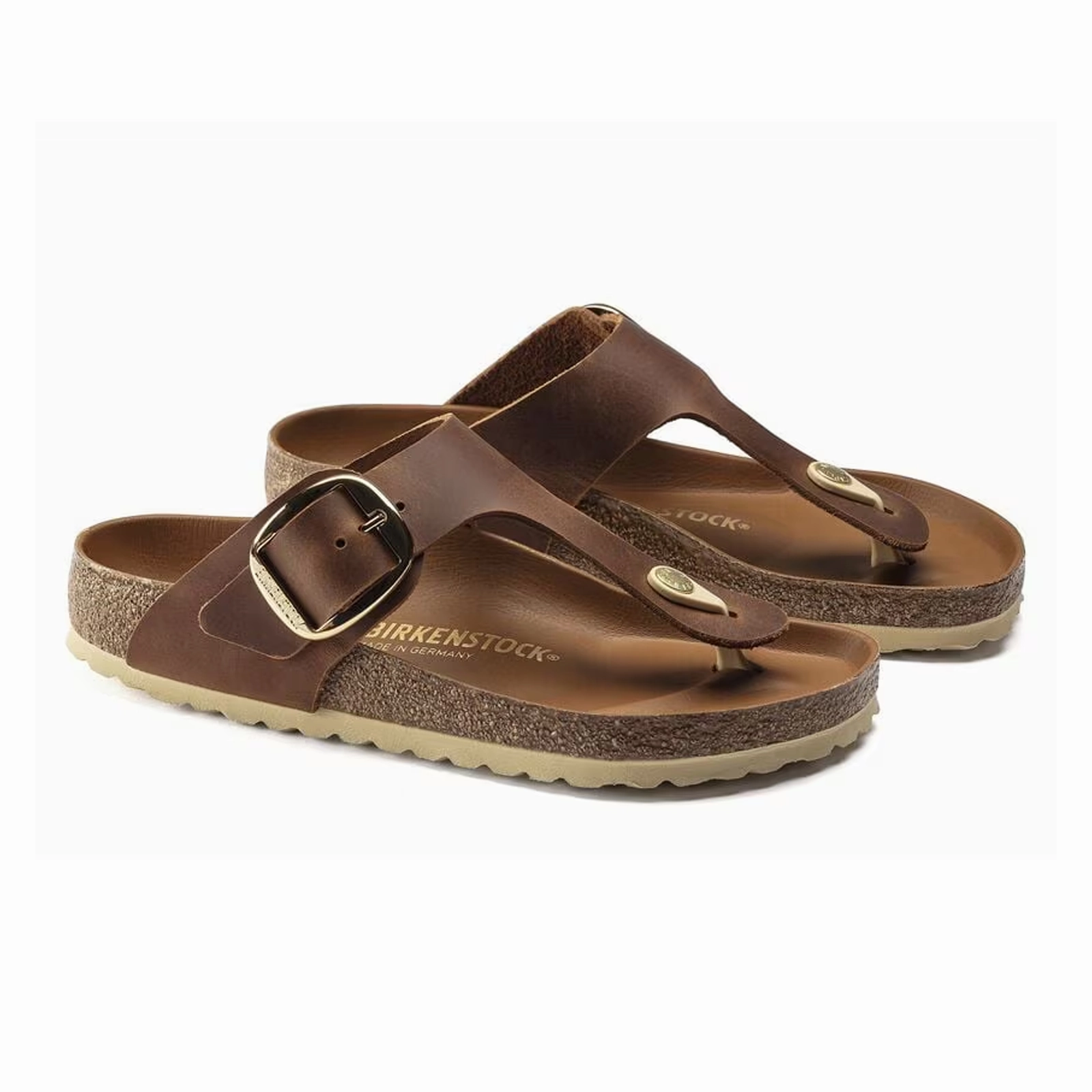 Perfect For Relaxation Instant Fit Sandals Birkenstock Gizeh Big Buckle Sandal (Women) - Cognac Leather
