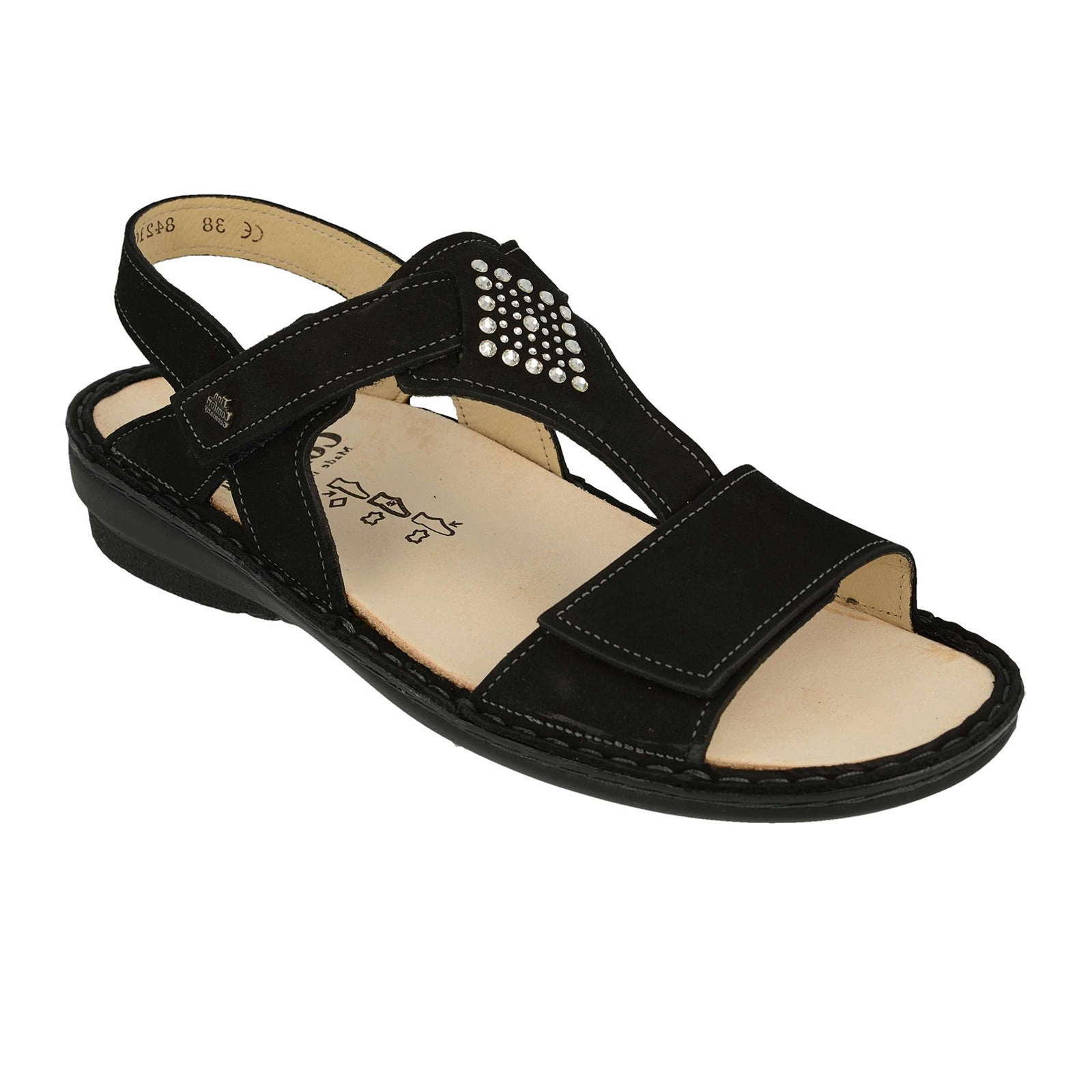Finn Comfort Calvia Backstrap Sandal (Women) - Schwarz Nubuck Everyday Footwear Stable Heel