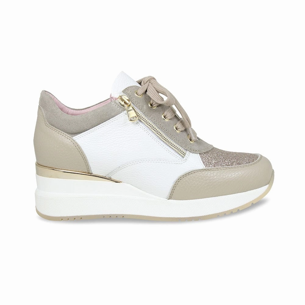 Smile Step Museum Day Electra: Taupe & White Leather