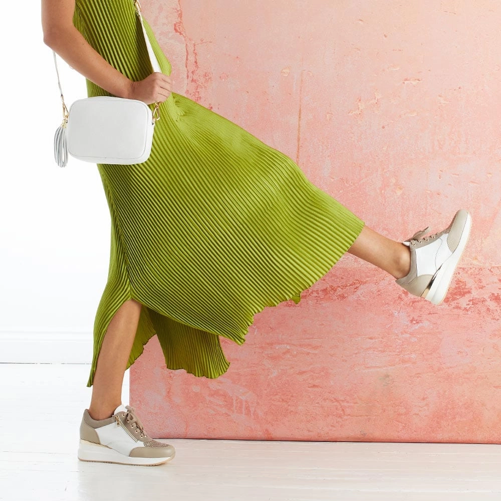 Electra: Taupe & White Leather All Climate