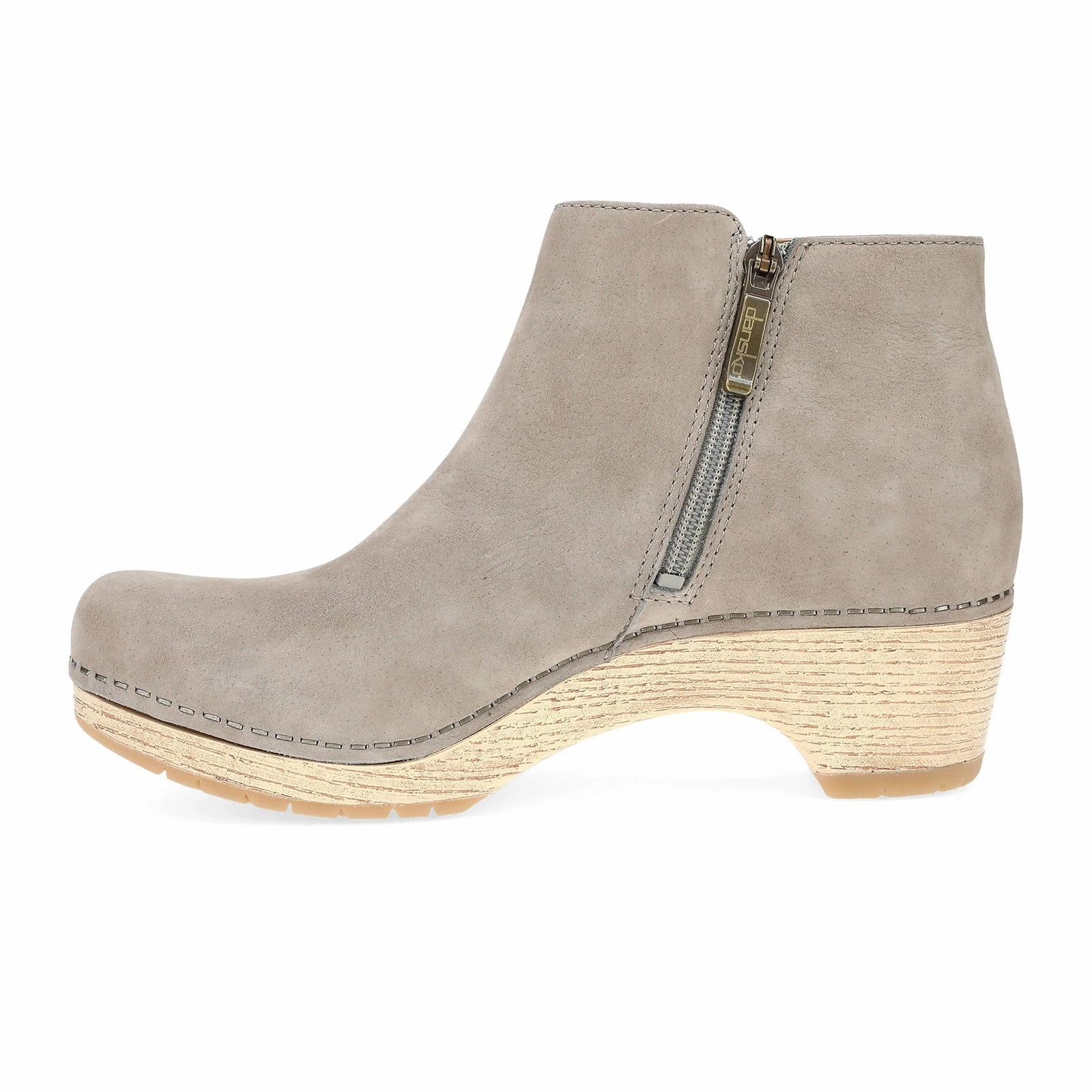 Dansko Lizanne Heeled Ankle Boot (Women) - Taupe Milled Nubuck True Step