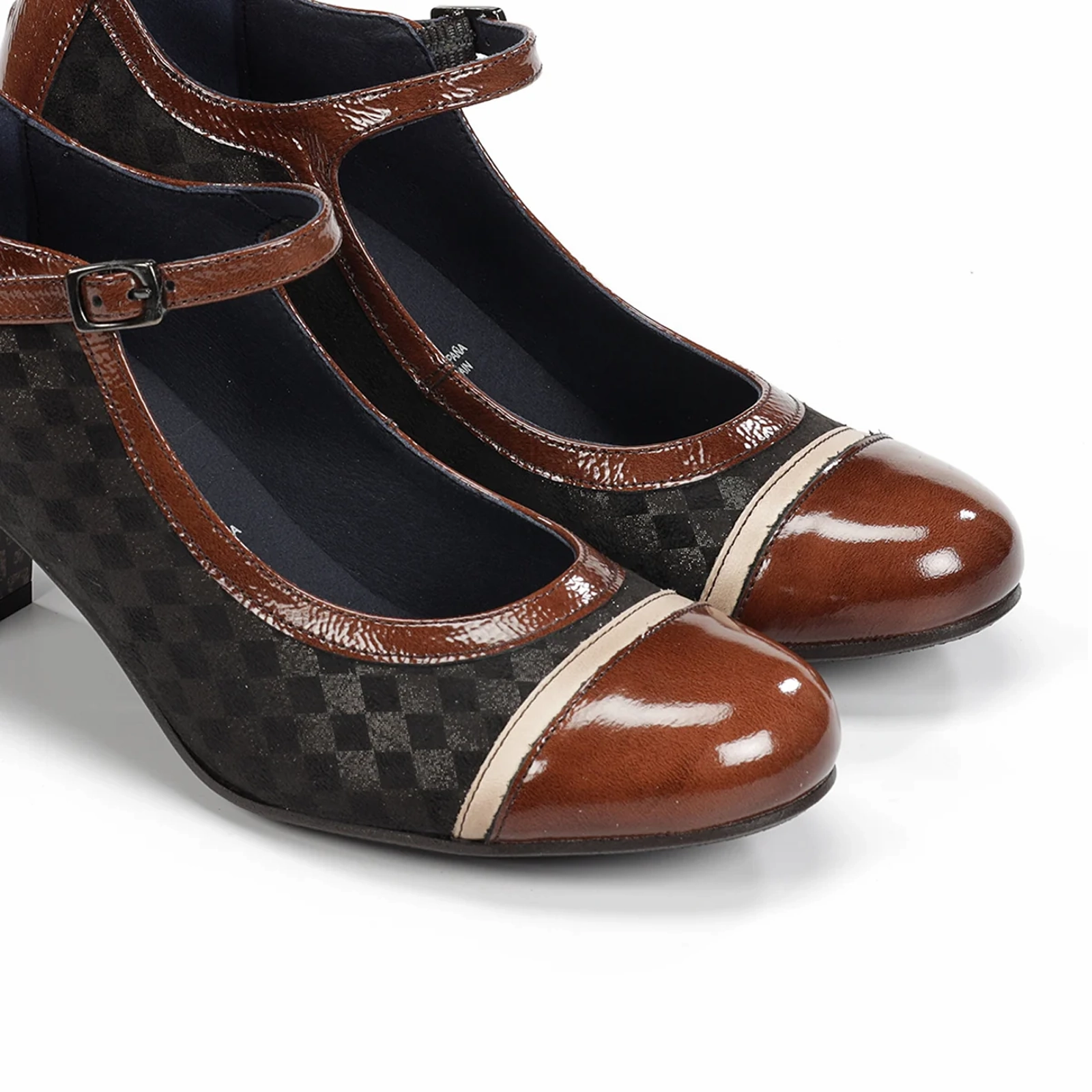 Morning Stroll Comfortable Leather Design Dorking Rodin D8669 Heeled Mary Jane (Women) - Carcas/Napla/Suga Negro