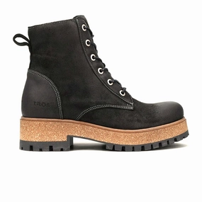 Taos Main Street Lace Up Mid Boot (Women) - Black Rugged Leather Music Lane Fast Walk