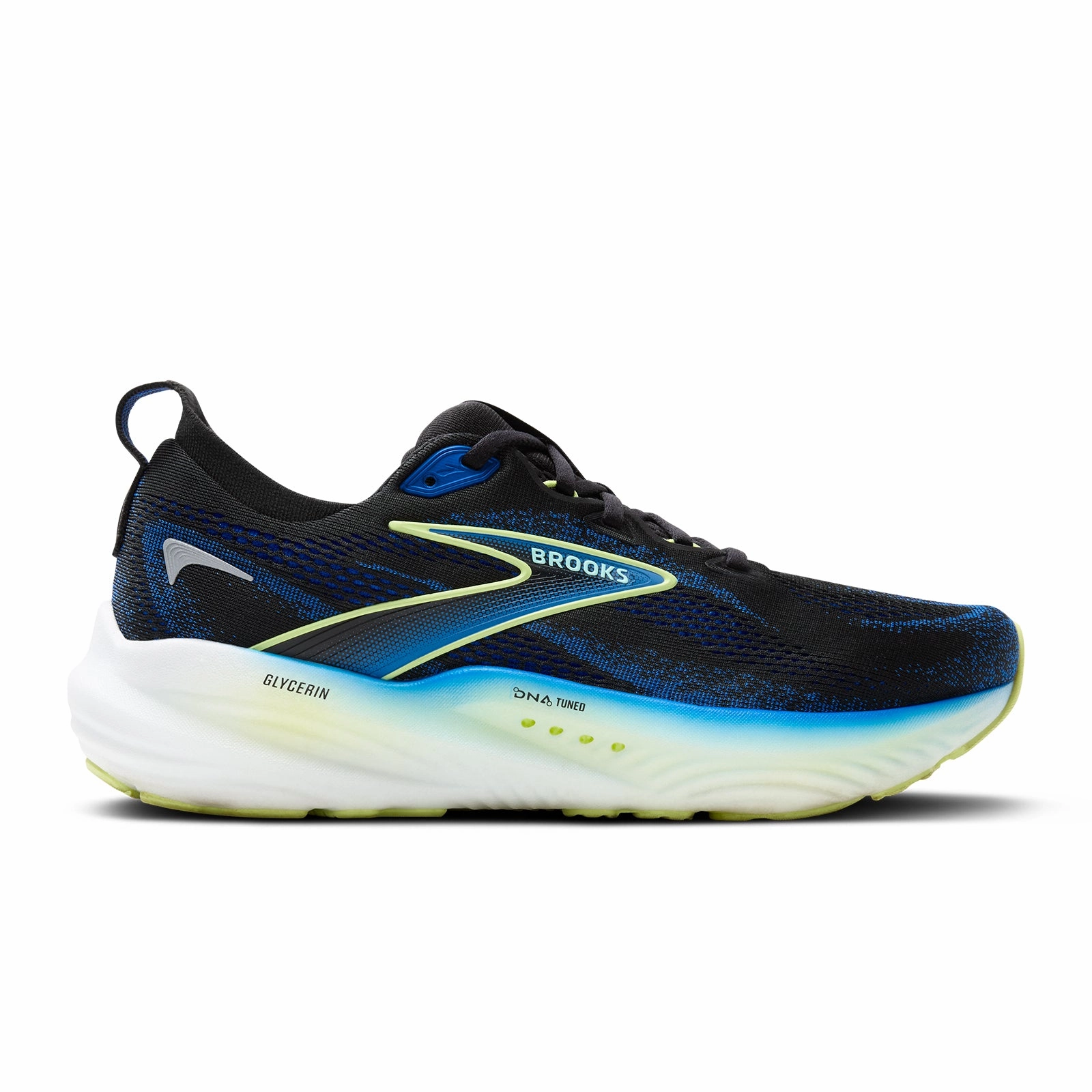 Brooks Glycerin 22 Running Shoe (Men) - Black/Cobalt/Neo Yellow Penny Keeper Foot Steady