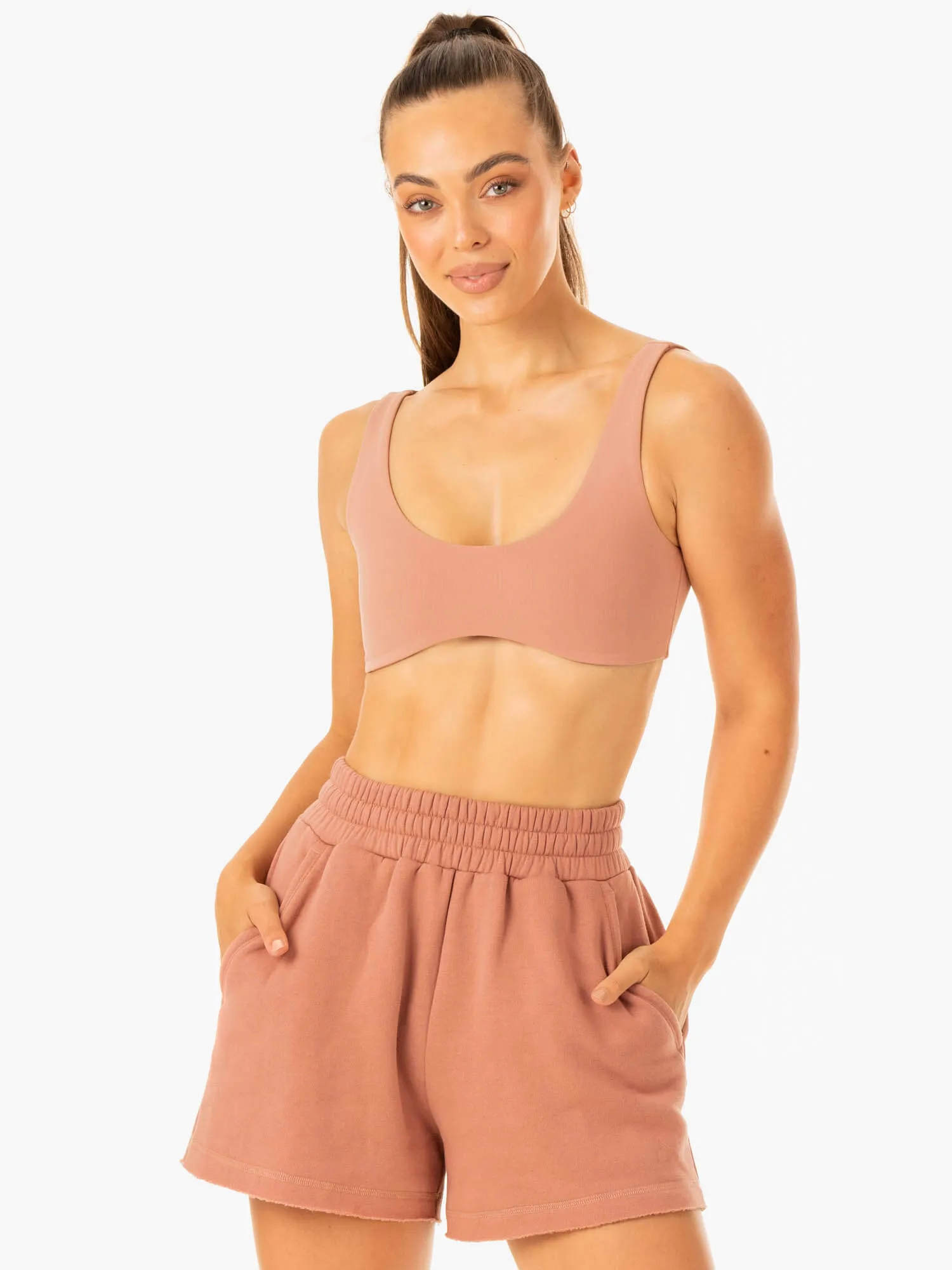 Elevate Lounge Bra - Rosewood Pink Durable Band