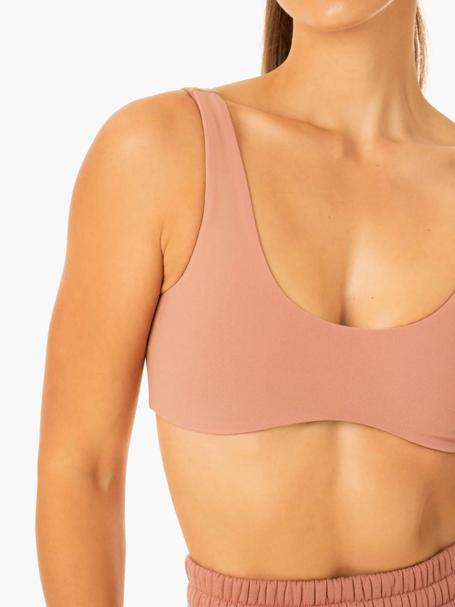 Elevate Lounge Bra - Rosewood Pink Striped Durable Support