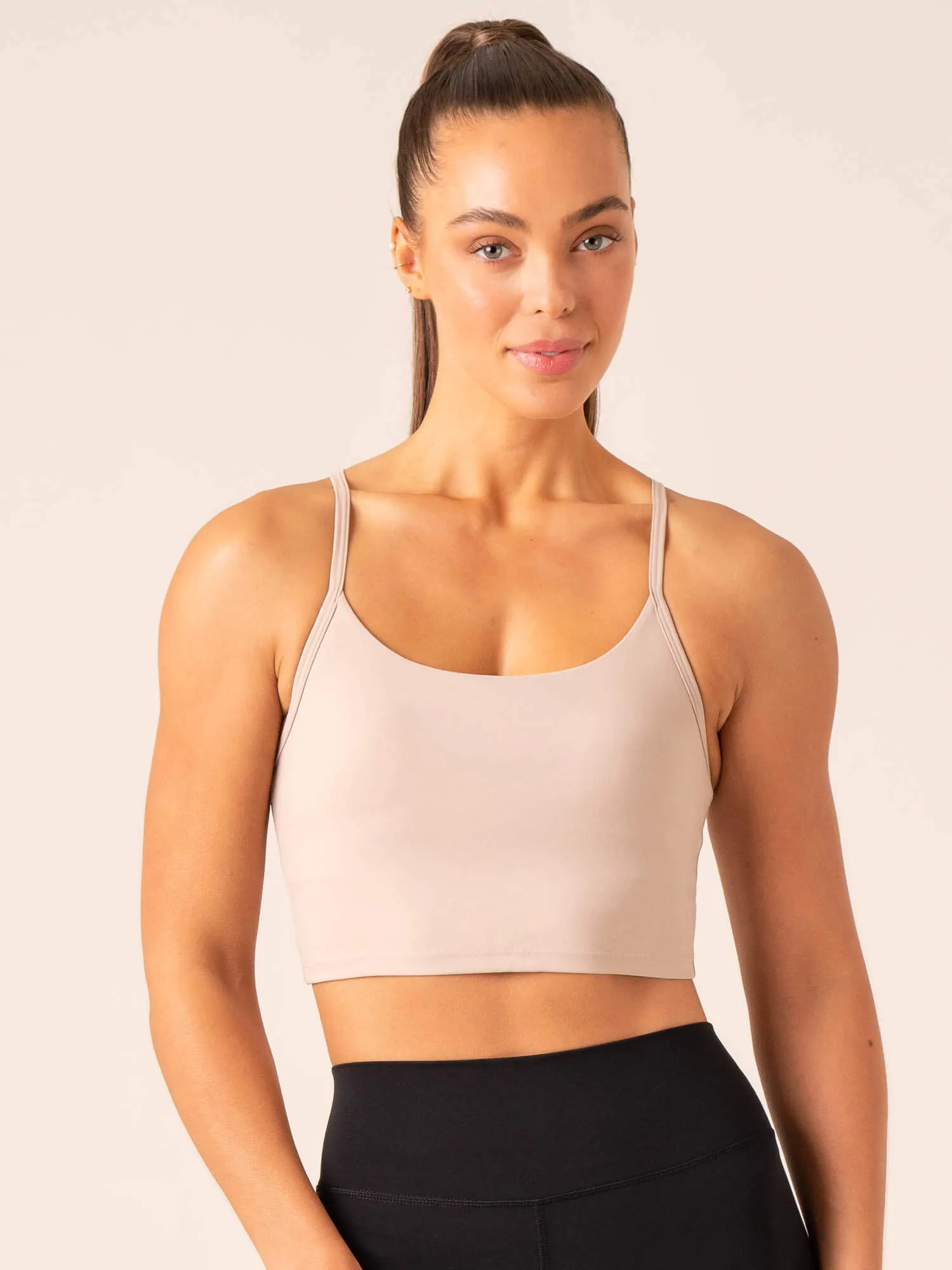 Textured Fabric Finish Embody Compression Tank Bra - Mushroom
