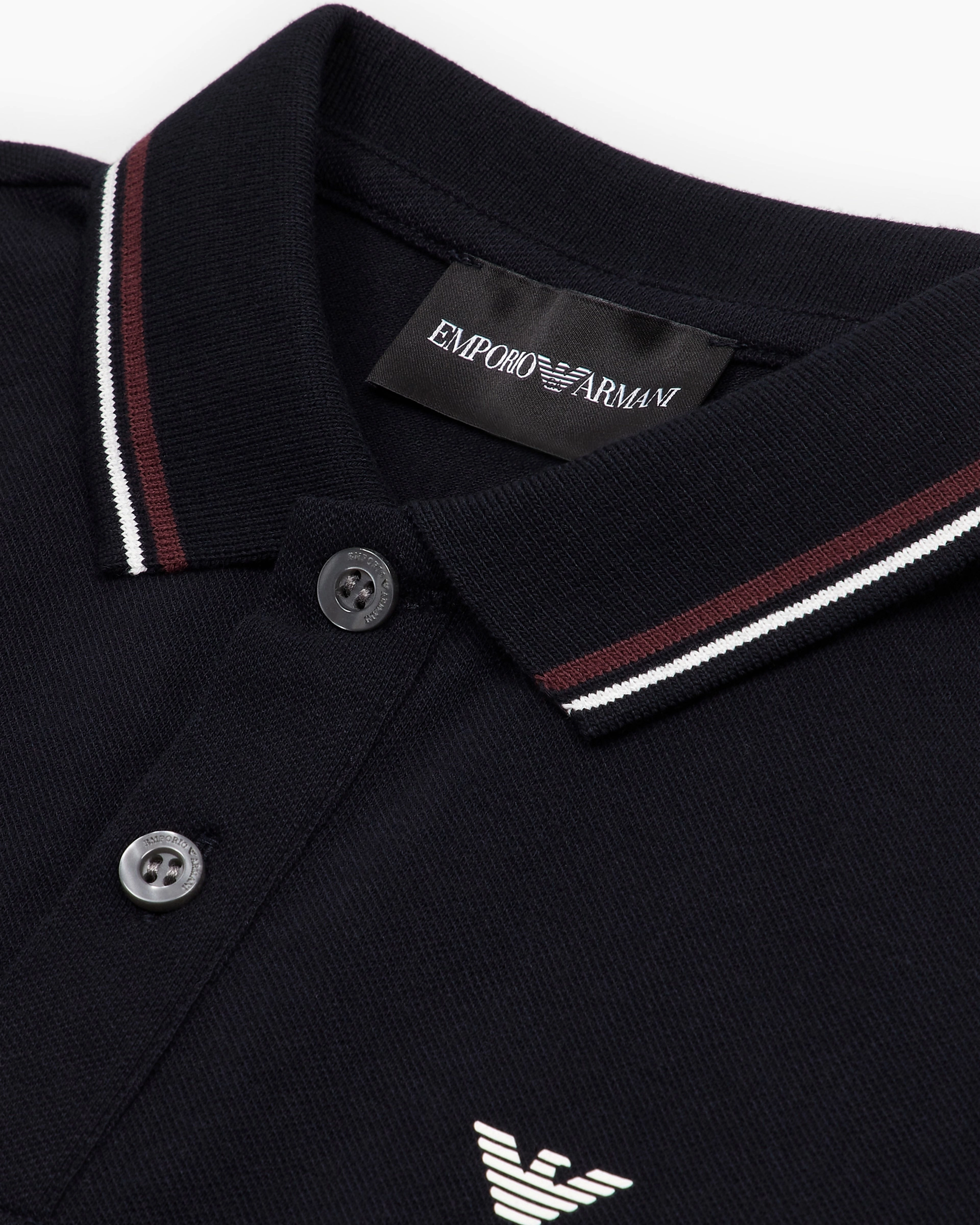 Dark colored kids' apparel Emporio Armani Kids Boy's Stretch-Pique Short-Sleeved Polo Shirt w/ Trimmed Collar